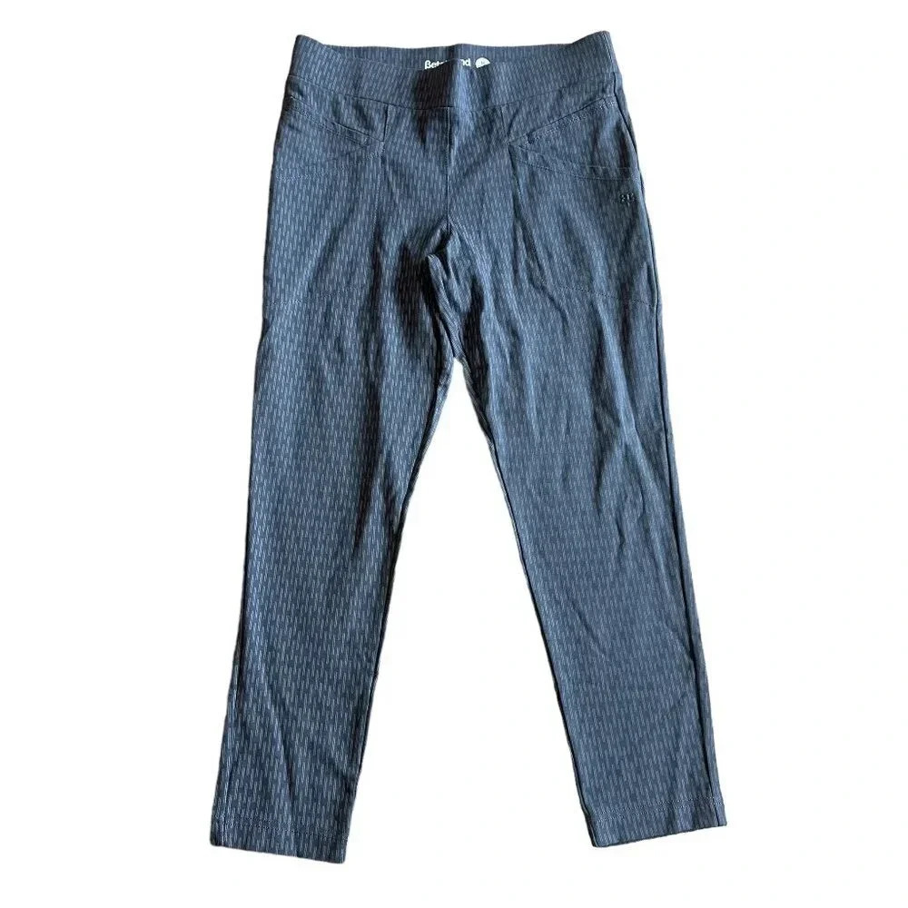 Betabrand Pull-On Blue Print Ankle Pants Casual Office Everyday Medium Petite